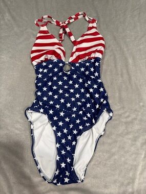 Patriotic Stars & Stripes One-Piece Swimsuit - Red White Blue